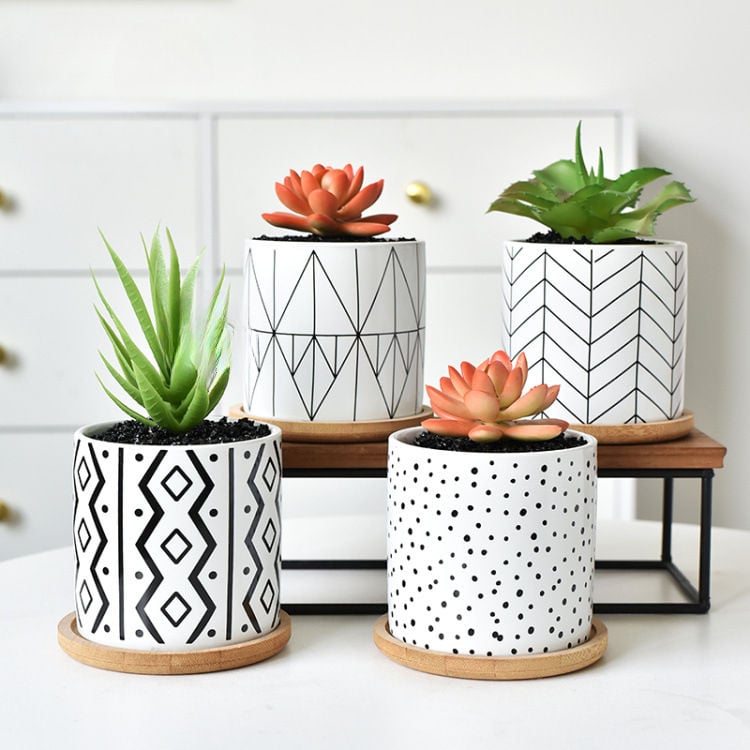 Handmade Geometric Ceramic Flower Pot New Style for Home or Garden for Indoor or Outdoor Planters