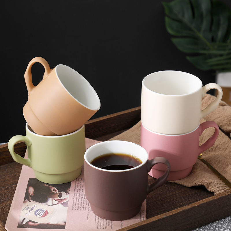Hot-selling Ceramic Solid Color Glaze Handgrip Mug Home Restaurant Household Ceramic Coffee Mug Cup