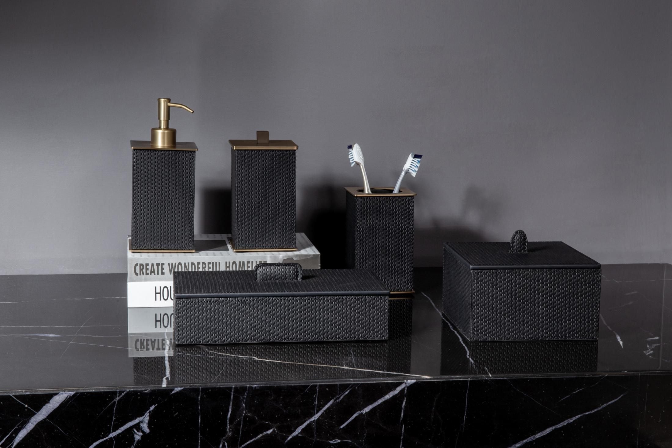 Modern Luxury Leather Bathroom Accessories Set Selling separately soap dispenser for Home Hotel Decoration