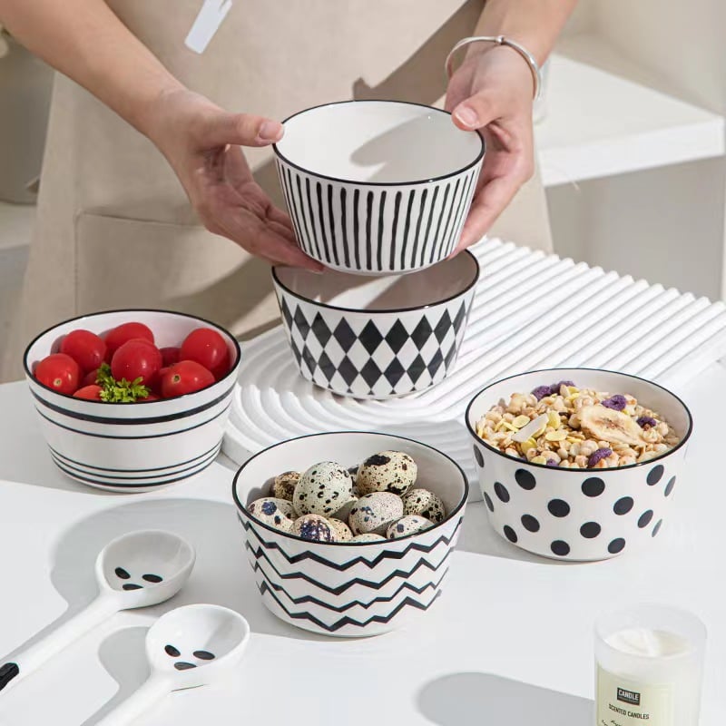 Factory Customized 5pcs Bowls Set Small 4.5 Inch Round Porcelain Serving Snack Fruit Salad Ceramic Bowl for Home