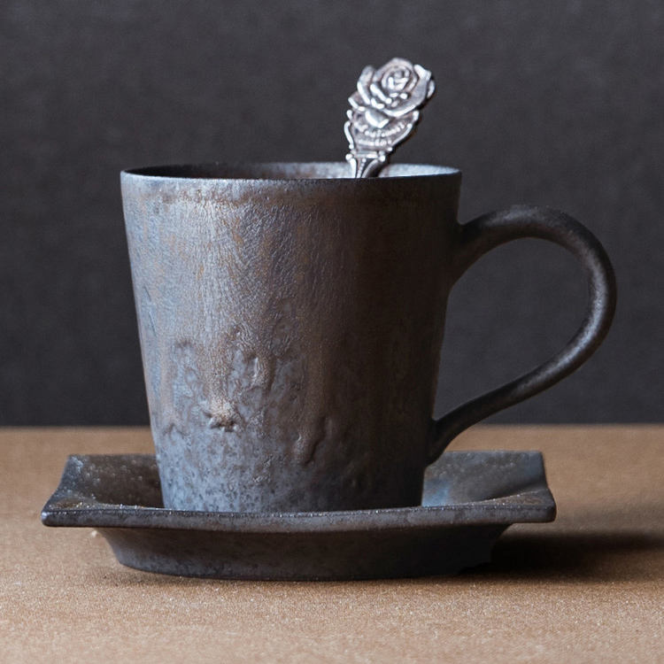 Hot Sale Porcelain Mug Ceramic Cup with Saucer Rustic Color Ceramic Coffee Mug Home Office Use