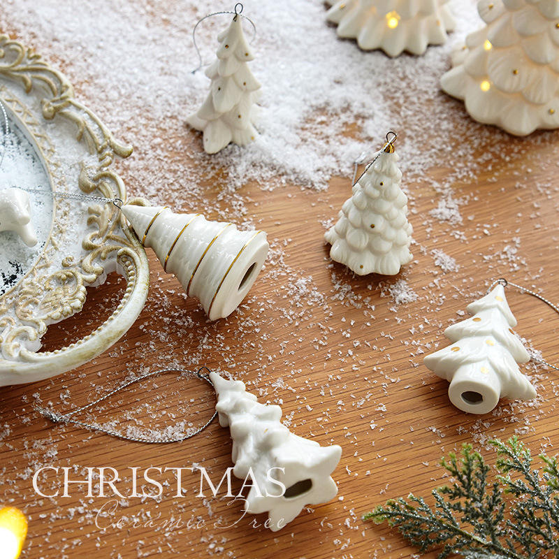 Christmas Gift Ornaments Nordic Ins Ceramic Christmas Mini Christmas Tree Pendant
