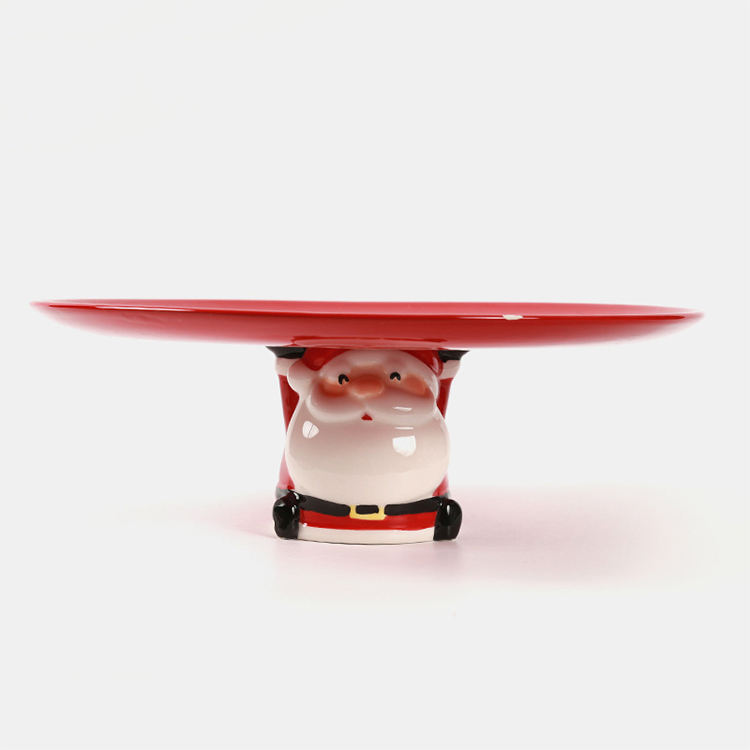 Good Quality Christmas Decoration Ceramic Santa Claus Dinner Plate Decoration for Christmas Home Decoration