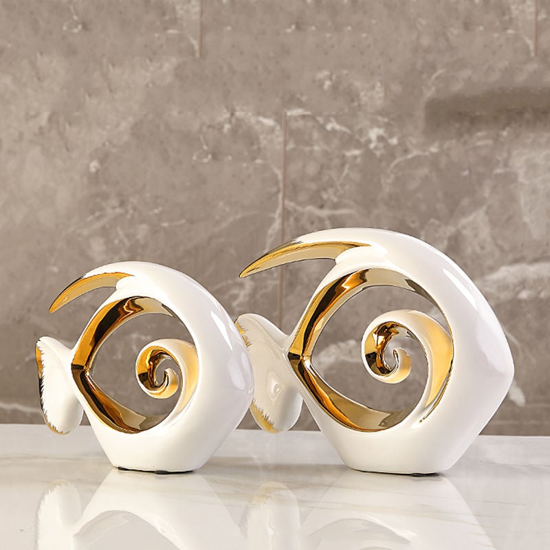 Modern Nordic Luxury Porcelain Ornaments Home Decor Creative Unique Fish Couples Shape Crafts Wedding Ceramic Home Decoration
