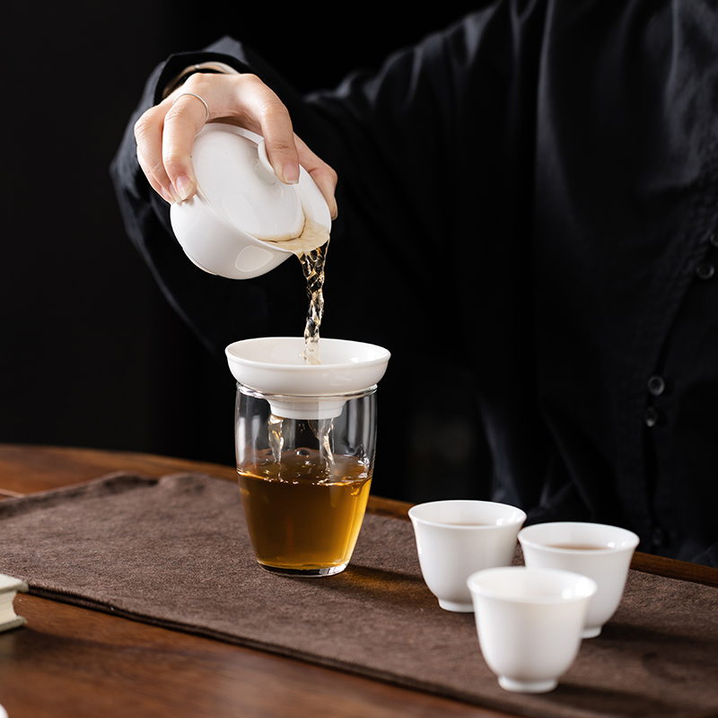Covered Bowl Dehua White Porcelain Tea Set Complete Kung Fu Ceramic Simple Teapot Teacups