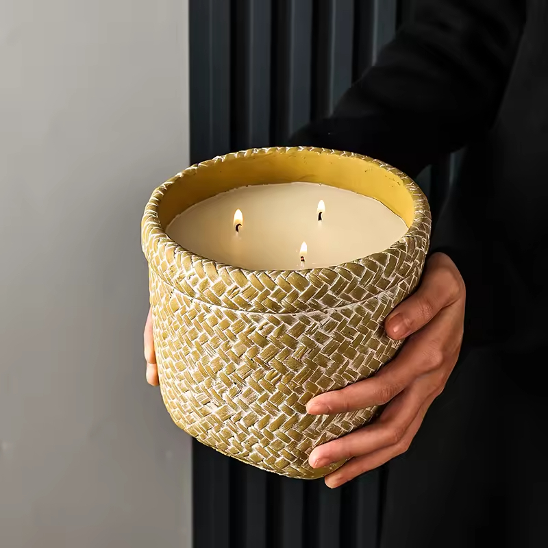 Modern Colorful Cement Candle Jar Set Nordic Decoration Home for Living Room Decoration Concrete Candle Holder