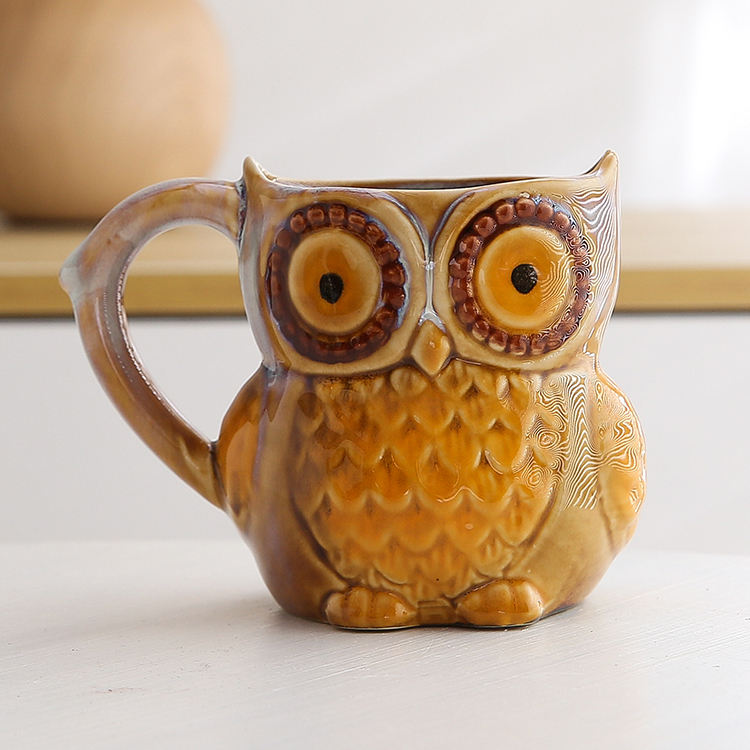 3D Animal Cute Owl Mugs 300ml Cartoon Coffee Mug Ceramic Milk Tea Cups Breakfast Morning Coffee Mug