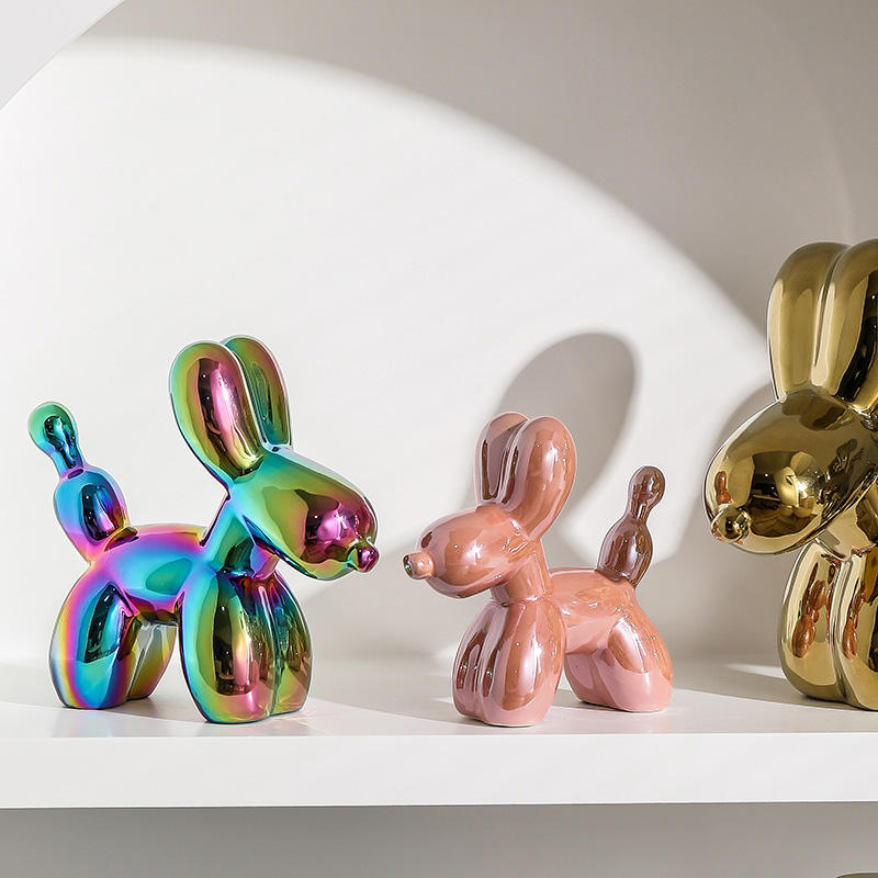 Home Decor Ceramic Crafts Nordic Light Luxury Creative Electroplating Balloon Dog Decoration Advanced Sense Home Accessories
