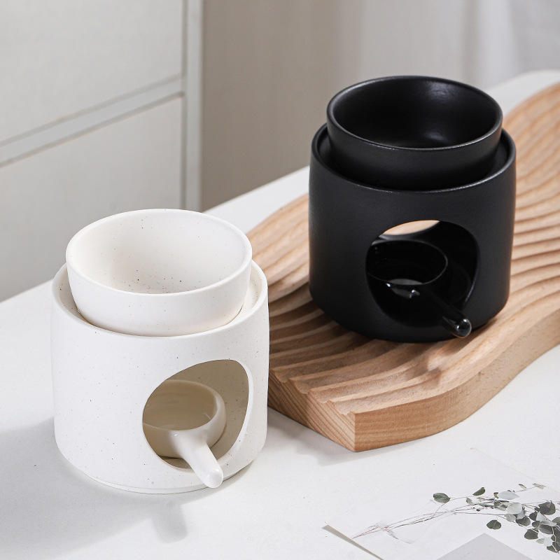 Home Bedroom Decor Black Aromatherapy Aroma Scented Wax Diffuser Essential Oil Burner Ceramic Wax Melter With Tealight Holder