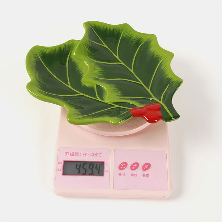 2025 Christmas Decoration Christmas Ceramics Leaf Dinner Plate Decoration for Christmas Home Decoration