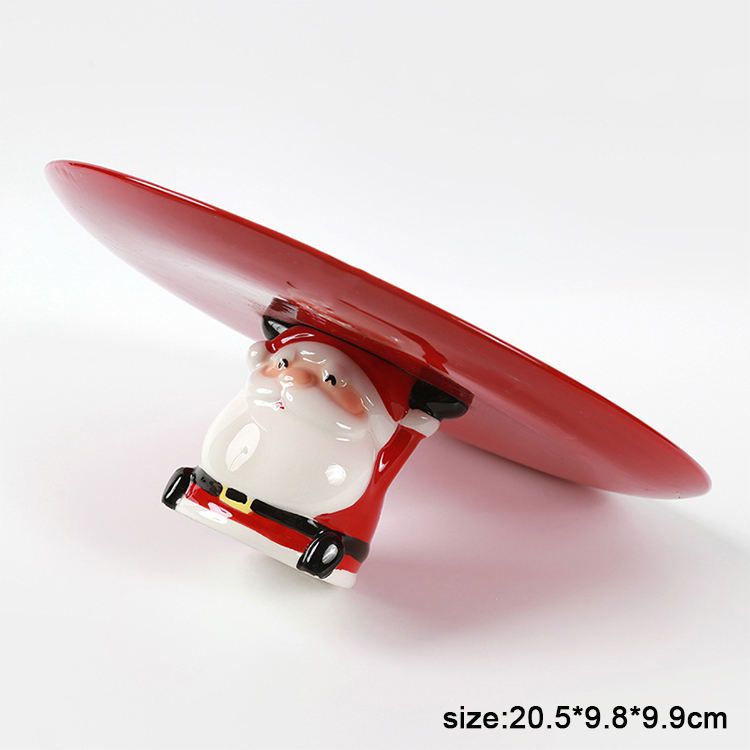 Good Quality Christmas Decoration Ceramic Santa Claus Dinner Plate Decoration for Christmas Home Decoration