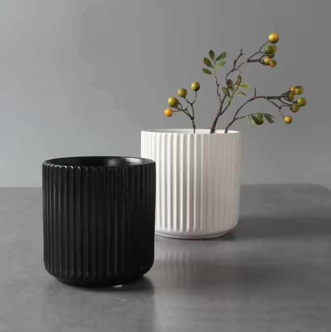 Engraved Ceramic Candle Container Vessels for Home Christmas Decoration-Elegant Candle Jars
