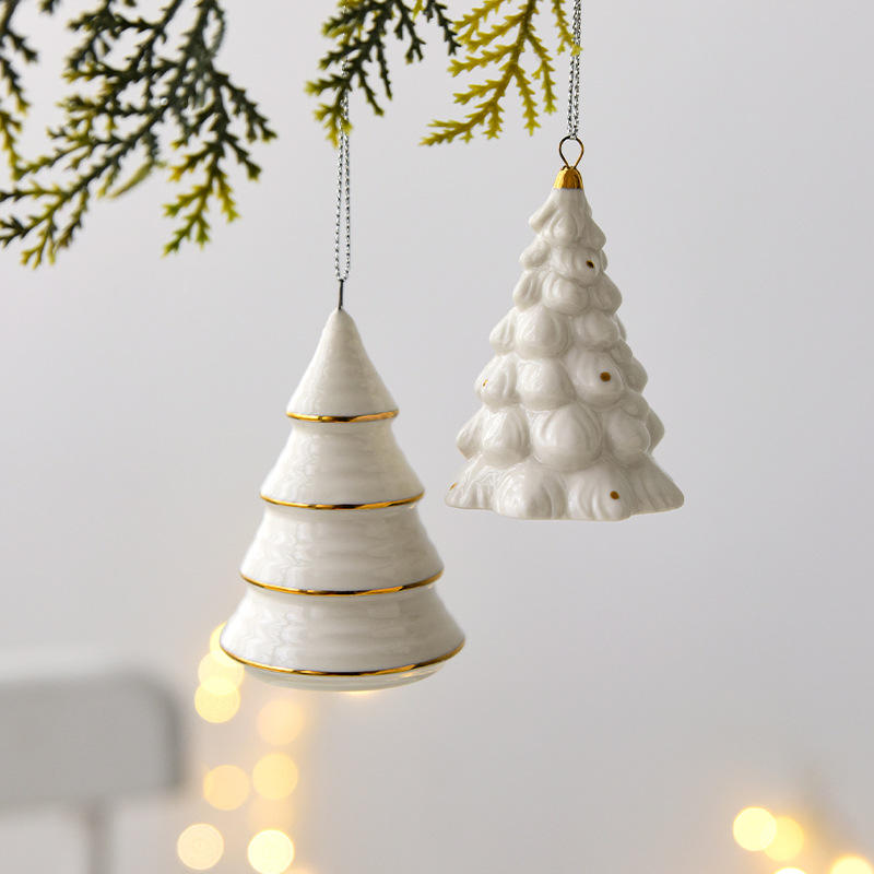 Christmas Gift Ornaments Nordic Ins Ceramic Christmas Mini Christmas Tree Pendant