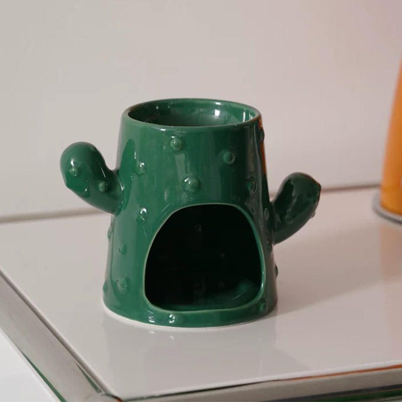 Advanced Ceramic Essential Oil Heating Furnace Creative Cactus Design Household Incense Wax Melted Stove Diffuser Aromatic