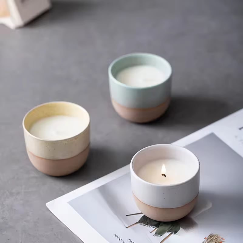 Ceramic Candle Jar Green Milk White Yellow Custom Color or logo Scent Candle Jar Lead Free Hot Selling Home Decoration