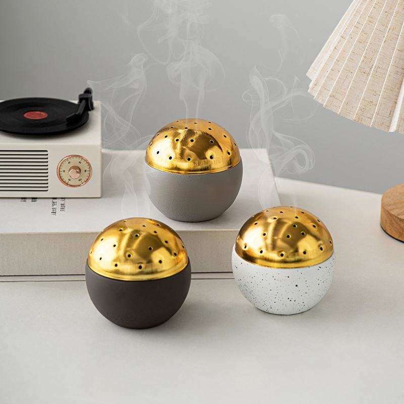 Modern Creative Light Luxury Simple Cross-Border Handheld Aromatherapy Incense Burner Holder Spherical 