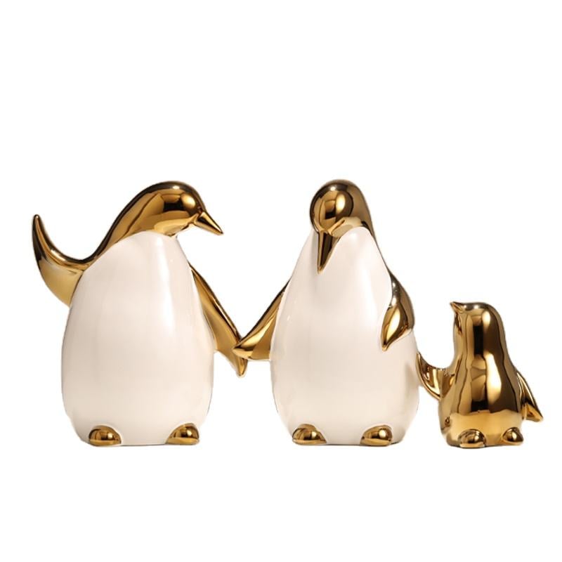 Ceramisch Sieraad Gouden Pinguïn Woonkamercadeau Accessoire Tafeldecoratie Creatieve Pinguïnfamilie Luxe Decoratieproducten voor Cadeau