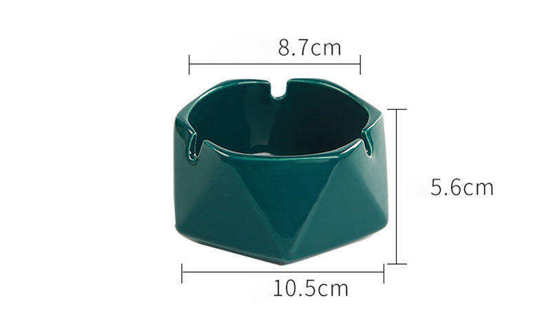 Custom Logo Fashion Home Hotel Table Reusable Polygonal Cigar Cigarette Ceramic Ashtray With Bamboo Lid