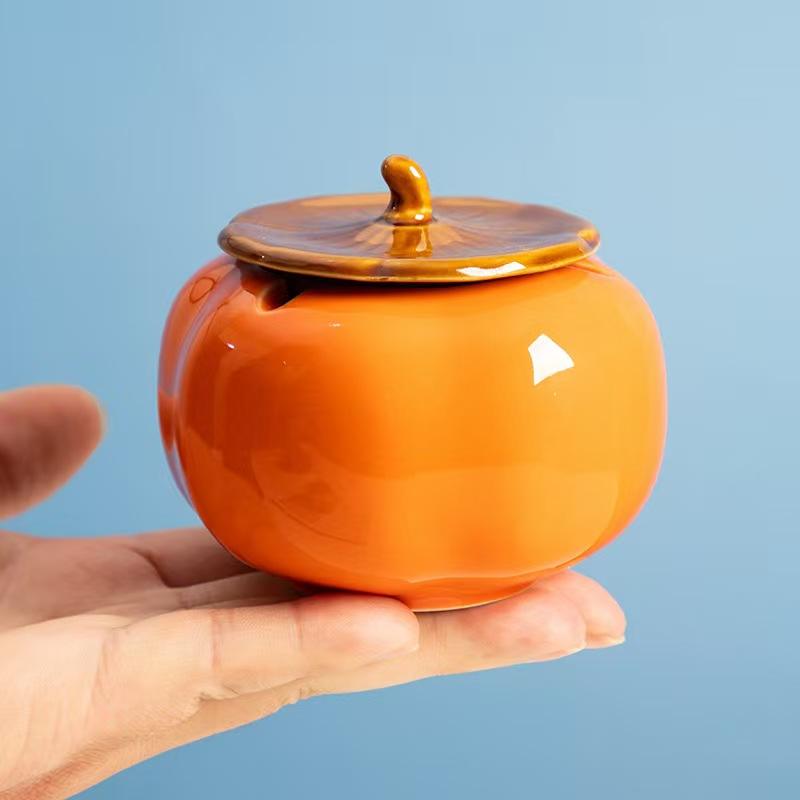 Custom logo Persimmon Design Fruit Shape Custom Orange Ashtray Ceramic Ashtray Cigars Big Ashtray