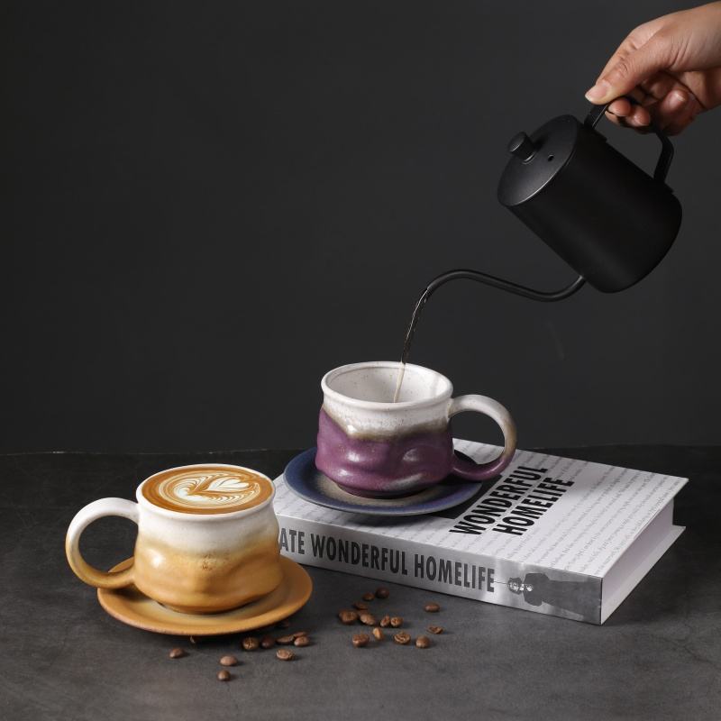2025 new Style Ceramic Cup Stoneware afternoon Tea Cup 240ml Mug for Latte porcelain Ceramic Coffee Cup With Saucer set
