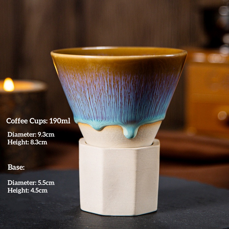 Custom Logo Vintage Italian Espresso Coffee Mug 190ml Funnel Cone Shape Ceramic Latte Coffee Tea Cups With Base