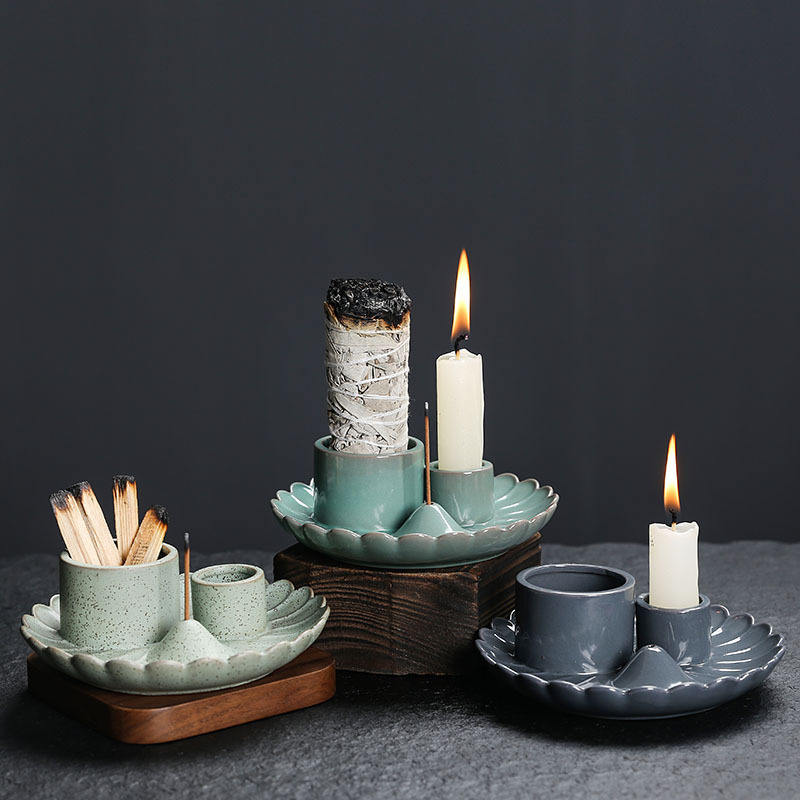 Bruciatore d'incenso Legno Sacro Peruviano Europeo Americano Croce Ceramiche Seme Vassoio Candele Bruciatore Incenso Porta Incenso