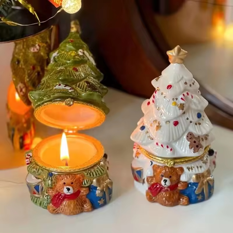 Decoració d'Interior d'Estil Retro Contenidors de Ceràmica Personalitzats Amb Temàtica Nadalenca Test de Ceràmica de Mentol Pastel Porta-encens de Ceràmica Pot de Ceràmica
