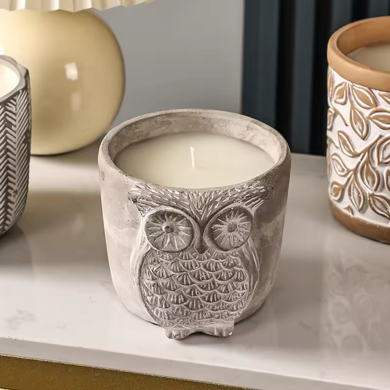 Modern Colorful Cement Candle Jar Set Nordic Decoration Home for Living Room Decoration Concrete Candle Holder