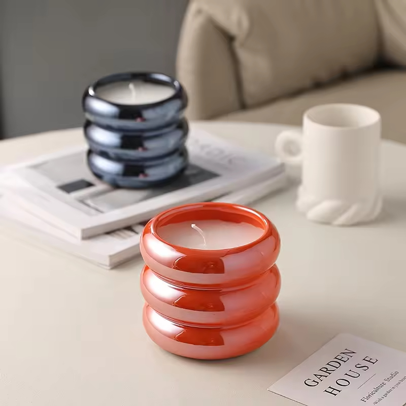 Ceramic Luxury Pillar Candles Making Kit Wax Jars Vessels Candle Box Packaging Empty Candle Jar