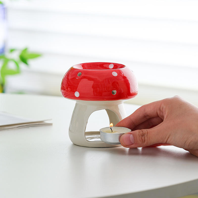 New Ceramic Mushroom-Shaped Aroma Diffuser Wax Melt Warmer Essential Oil Burner for Spa Yoga Meditation