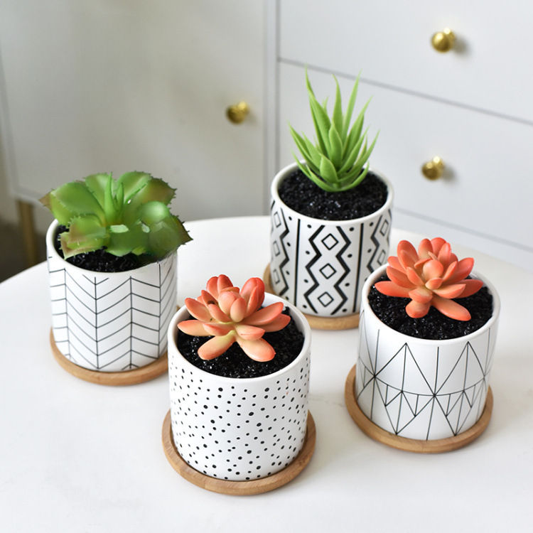 Handmade Geometric Ceramic Flower Pot New Style for Home or Garden for Indoor or Outdoor Planters