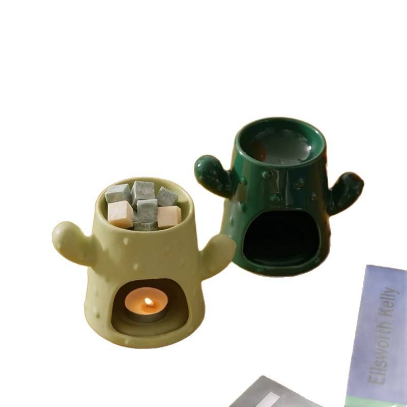 Advanced Ceramic Essential Oil Heating Furnace Creative Cactus Design Household Incense Wax Melted Stove Diffuser Aromatic