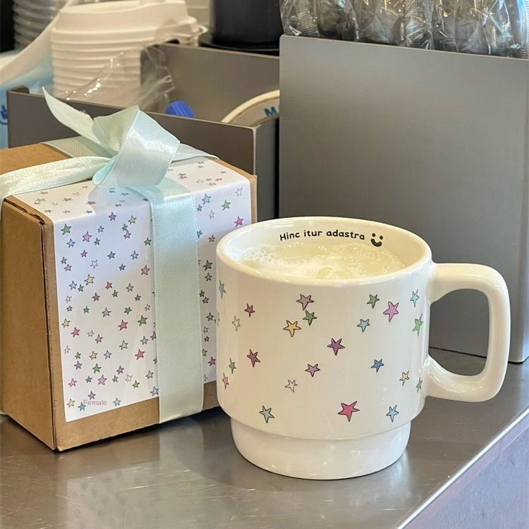 Original Color Stars Ceramic Mug Homemade Classic Design Business Gifts Water Beer Coffee Milk Girl's Breakfast Cup Gift Box