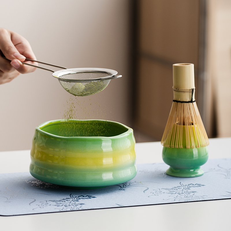 Matcha Tea Tools Ceramic Matcha Bowl Tea Bowl Tea Brush Stand Kiln Change Song Dynasty Tea Dispenser Set Tea Ceremony Accessories