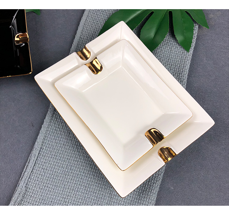 Durable Nordic Gold Rim Designs Ceramic Ashtray  Minimalist Design
