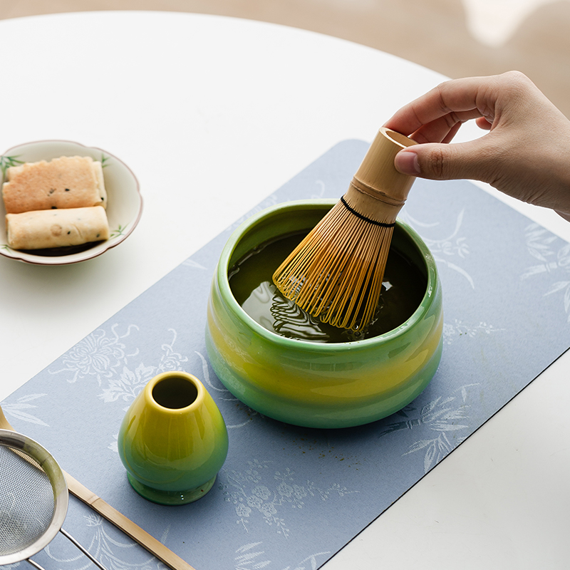 Matcha Tea Tools Ceramic Matcha Bowl Tea Bowl Tea Brush Stand Kiln Change Song Dynasty Tea Dispenser Set Tea Ceremony Accessories