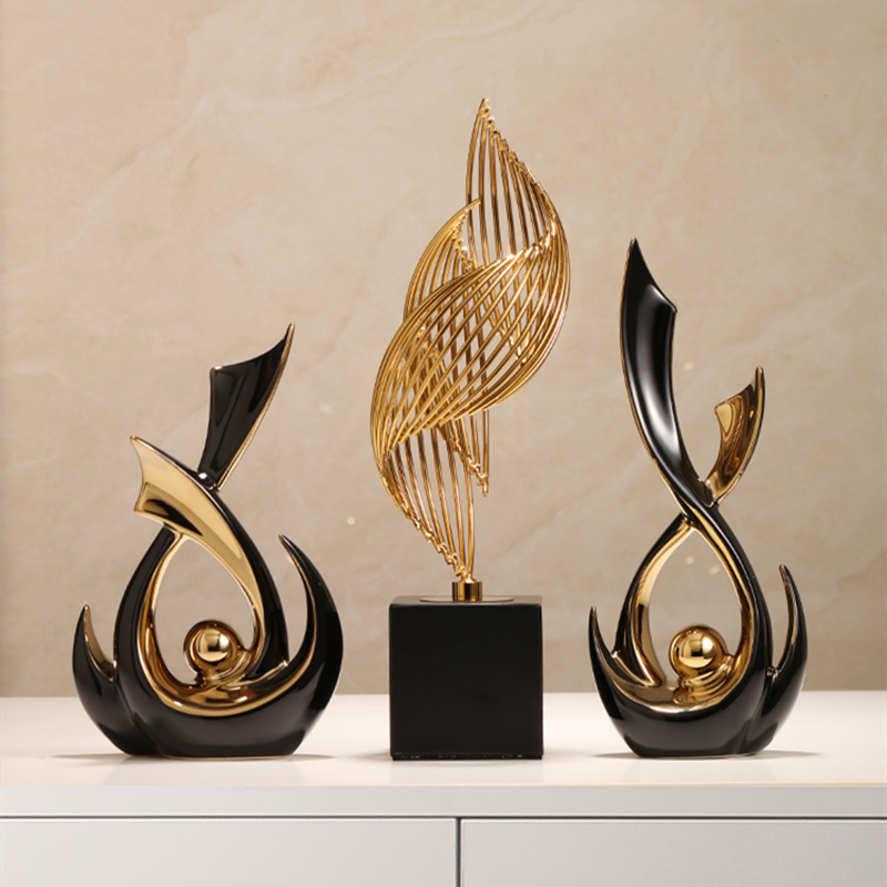 Modern Nordic Luxury Porcelain Ornaments Abstract Art Sculptures for Home Decor Office Unique Creative Ceramic Home Decoration