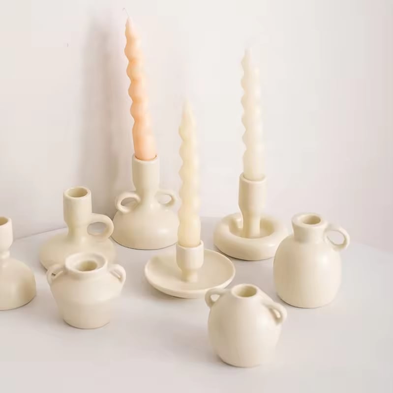 Unique Ceramic Candle Holder and Flower Vase Creative Home Decor Accent for Living Room