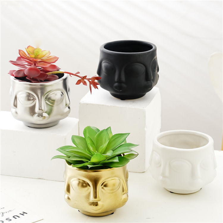 Garden Decoration Buddha Head Shape Succulent Plant Pots Creative Design Home Balcony Ceramic Planter Flower Pots