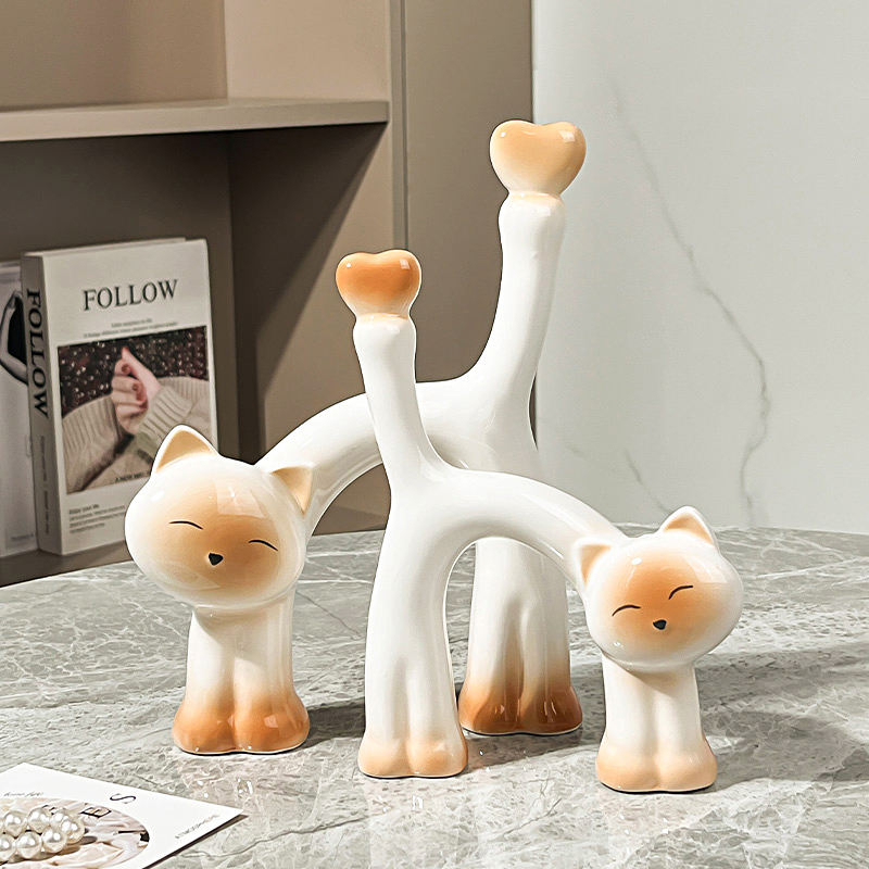 Modern Ceramic Cartoon Cat-shaped Decorative Home Handicrafts Ceramic Crafts Gift Ceramic ornaments