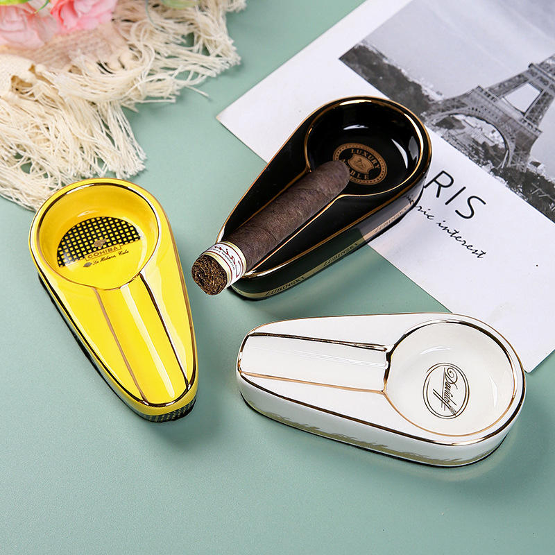 Portable Cigar Ashtray Ceramic Ashtray Personalized Wholesale Cigar Gadgets Gift Office Use High-end Retro Cigar