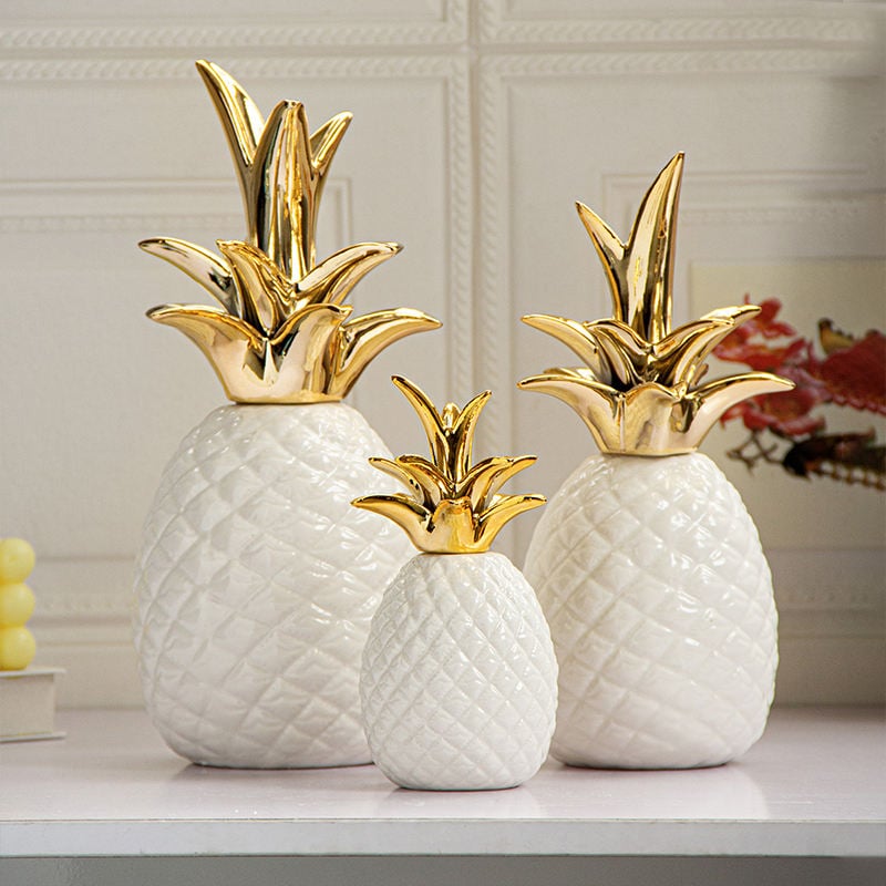 The New Home Decor Modern Light Luxury Ceramic Decor for Home Interior Simple White Pineapple Decoration for Home