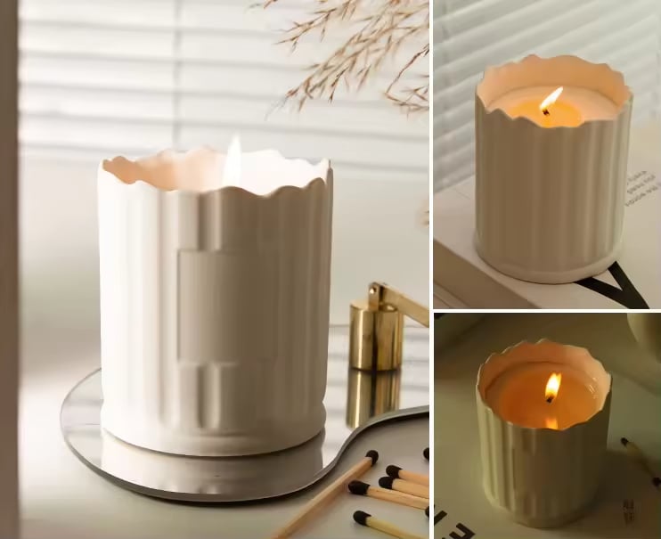 New Style Custom Frosted Round Matte Color Candle Jar Ceramic Candle Jars Nordic Candle Jar White Color for Home Decor
