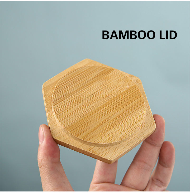 Custom Logo Fashion Home Hotel Table Reusable Polygonal Cigar Cigarette Ceramic Ashtray With Bamboo Lid