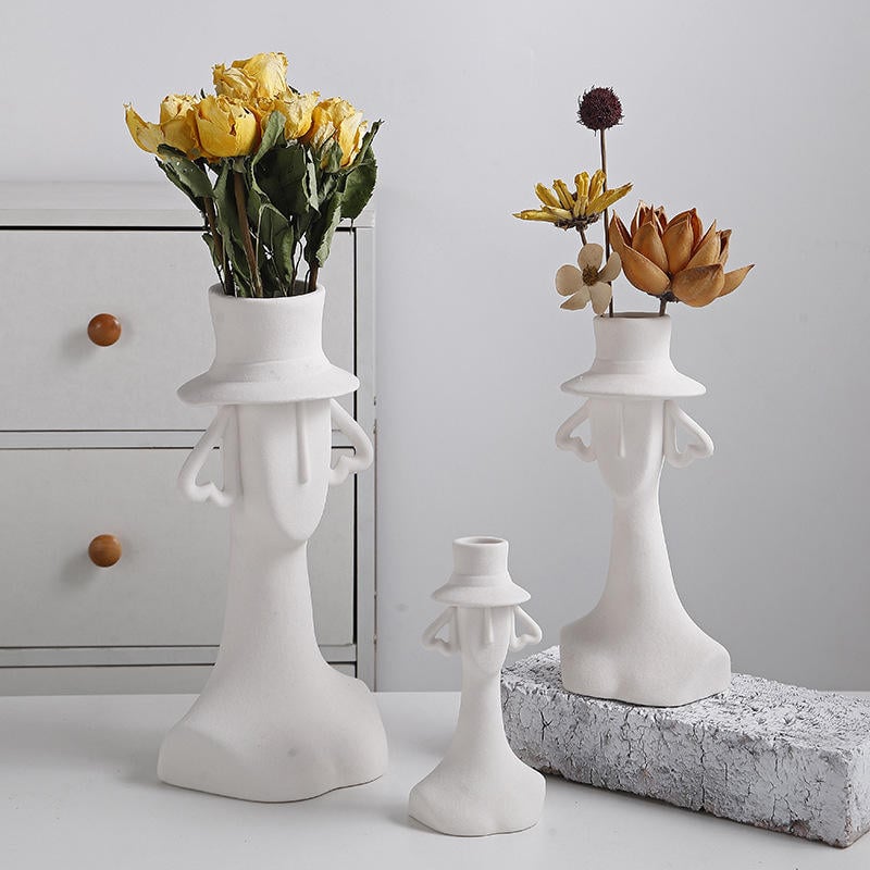 Cross Border Creative Ceramic Vases, Nordic Body Shaped Floral Arrangements, Desktop High-end Home Decor Items OEM