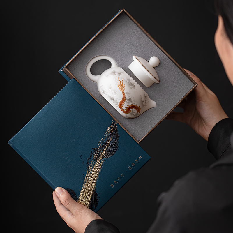 High-end White Porcelain Vegetarian Brewing Teapot Ceramic Kung Fu Tea Set Large Jug Gift Customised