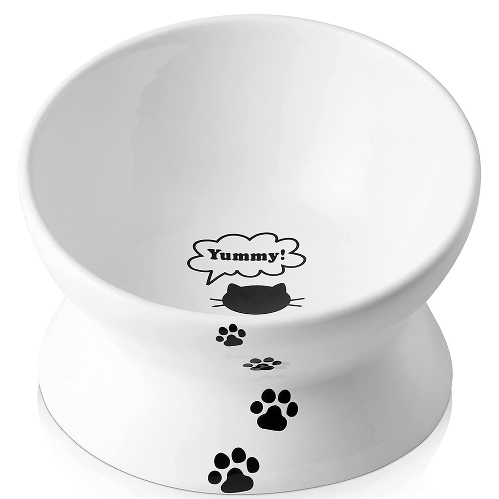 Custom Non-slip Ceramic Elevated Cat Food Water Bowl Printed Elevated Ceramic Dog Pet Bowls Food Feeders