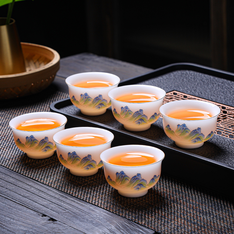Vegetarian White Porcelain Tea Cups Ceramic Kung Fu Tea Cups