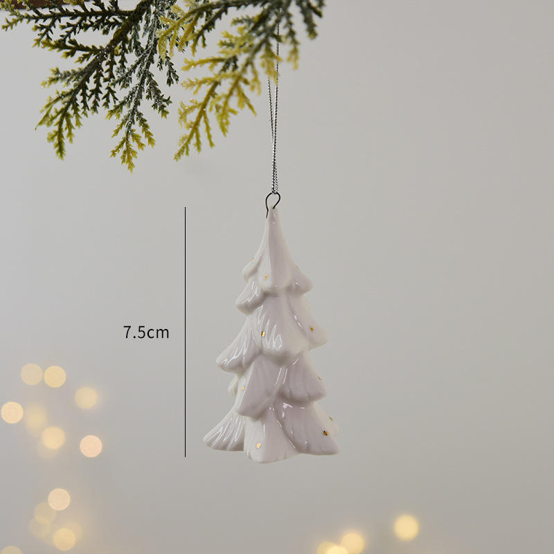 Mini Santa Snowman Ceramic Christmas Ornament White Ceramic House Decor for Home Atmosphere Party Decorations Hanging Feature