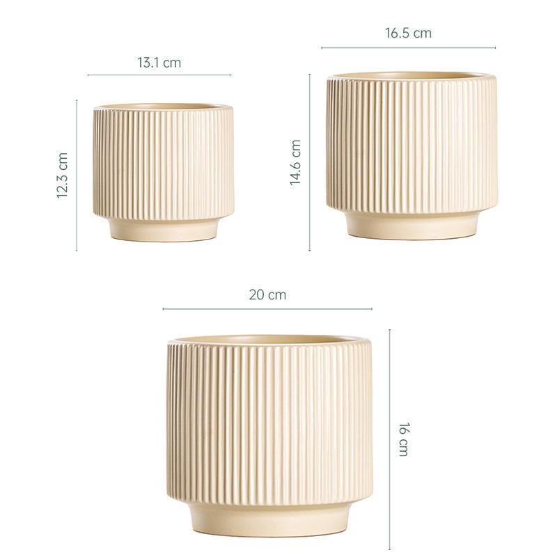 Nordic Modern Morandi Style Straight Glazed Ceramic Flowerpot Set Hot Wholesale for Home Garden Planters & Flower Pots
